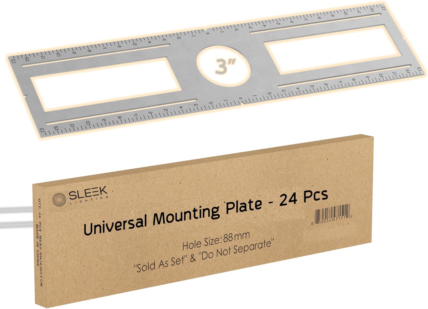 SLEEKLIGHTING 24 Pack New Construction Mounting Plate for LED Recessed Lighting 3 Inch - Rough-in Wafer Lights Brackets - Galvanized Steel Fixture Plate Measurement (26" x 4.8")