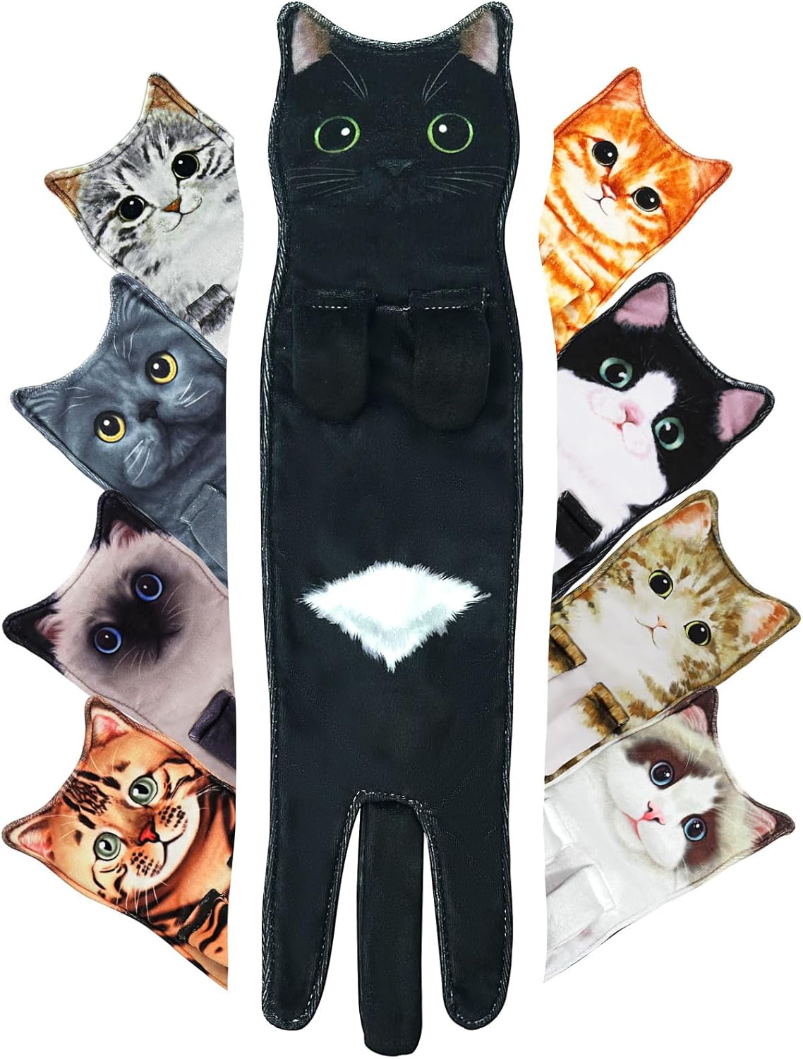 Openhahaha Cat Hand Towels for Bathroom - Funny Kitchen Decorative Towels, Absorbent Soft - Gifts for Women and Cat Lovers