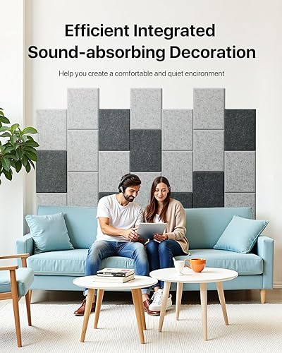 Miniatura 2 de Soundsbay Paneles a prueba de sonido para paredes, paneles de pared insonorizados de 16 x 12 pulgadas, autoadhesivos, paquete de 12 paneles de