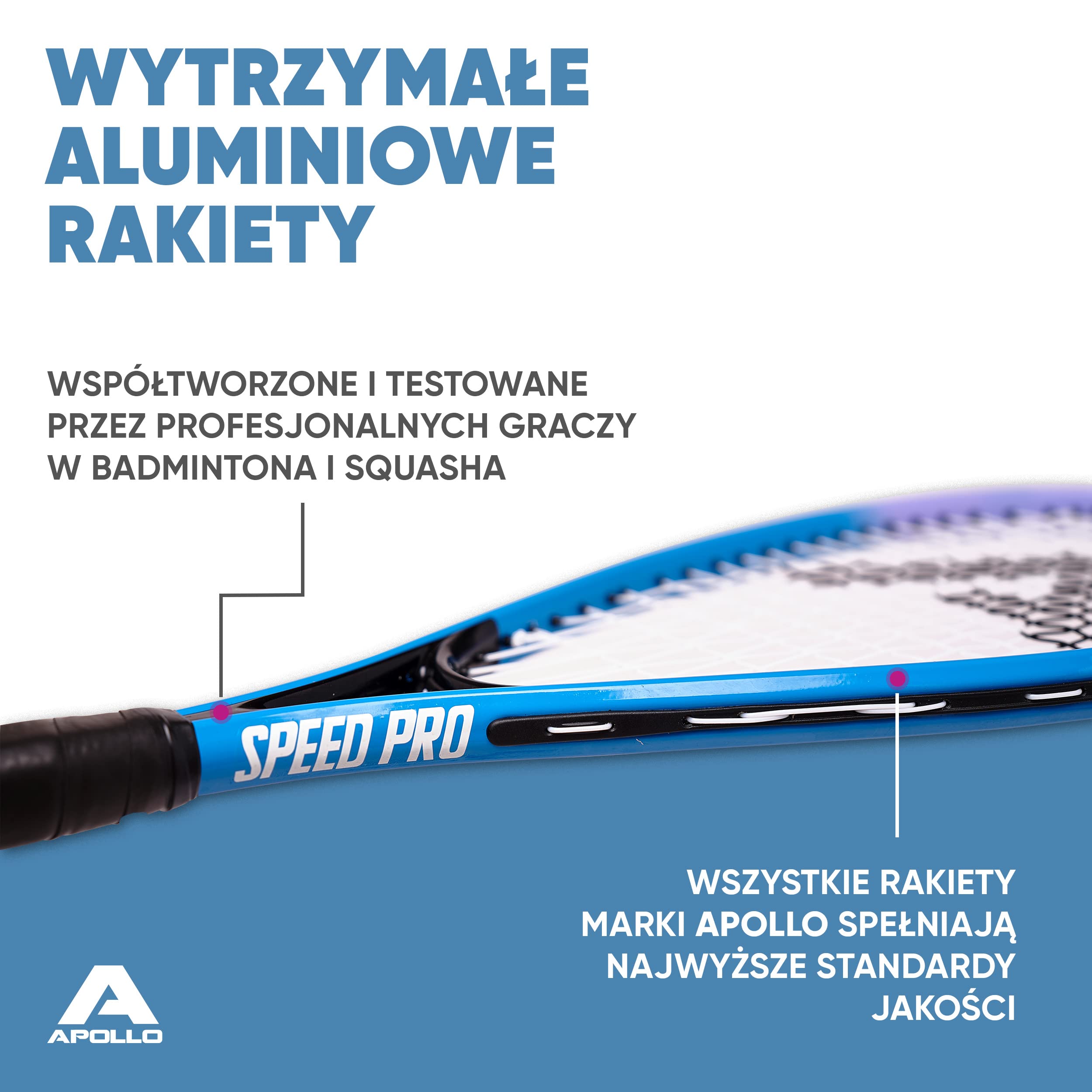 Apollo Rakieta do Badmintona | Zestaw Sportowy w Różnych Kolorach | Rakieta do Squasha i Innych Gier Rakietowych | Komplet z Pokrowcem | Dla Dzieci i Dorosłych | Kompletny zestaw lotki: 2 rakiety, piłki i torba, Speedbadminton do użytku na zewnątrz, do sq