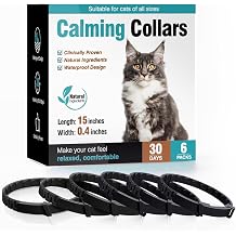 Calming Collar for Cats 6 Pack Cat Calming Pheromones Collar Stress and Anxiety Relief for 30 Days Pheromone Collars Adjustable Calm Care Products Anti Aggression Stop Meowing Relaxer for Cats in Heat