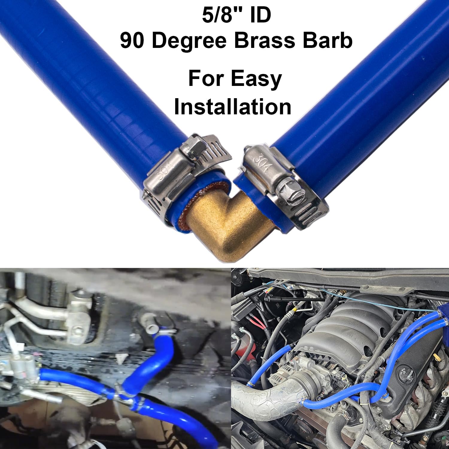 5/8"X10FT(ID:16MM) Silicone Heater Hose Radiator Coolant Straight Line+4PCS Brass Reducer Hose Barb Fittings+22PCS Stainless Steel Clamps