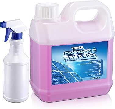 Solar Panel Cleaning Kits with Spray Bottle, Super Concentrated Cleaning Solution 32oz 20X Concentrate, Makes 150 Gallons for Glass, Metal, Plastic Remove Oil,Fingerprint & Water Spots