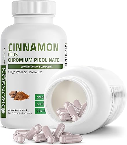 Miniatura 6 de Bronson Cinnamon Plus Suplemento de picolinato de cromo, cromo de alta potencia, sin OMG, 120 cápsulas vegetarianas