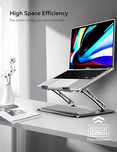 Miniatura 5 de ivoler Soporte ajustable para laptop con base giratoria de 360, soporte ergonómico para computadora de escritorio, elevador plegable y portátil,