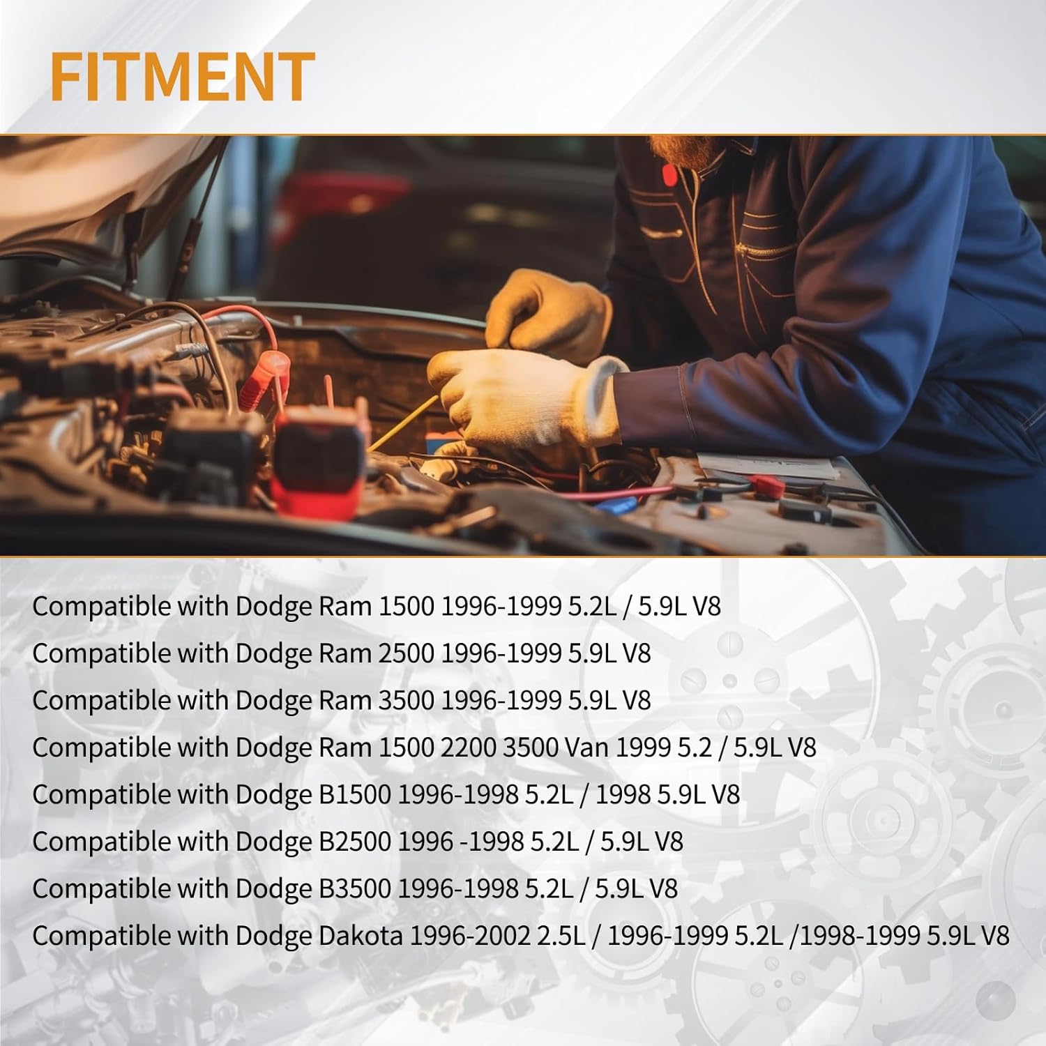 8PCS Fuel Injectors 1 Hole Compatible with Dodge for Ram 1500 2500 3500 B1500 B2500 B3500 Dakota V8 5.2L 5.9L 1996 1997 1998 1999 2000 2001 2002 Replace FJ682, 53030778, 81211128, RL030778AB