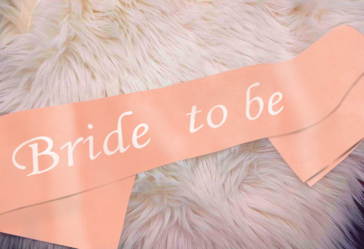 AMFIN® Bride to Be Sash, Bachelorette Party Sash, Perfect Match for Your Bridal Shower, Pre-Wedding Party, Satin Bride to be Sash - Peach with White Text 2