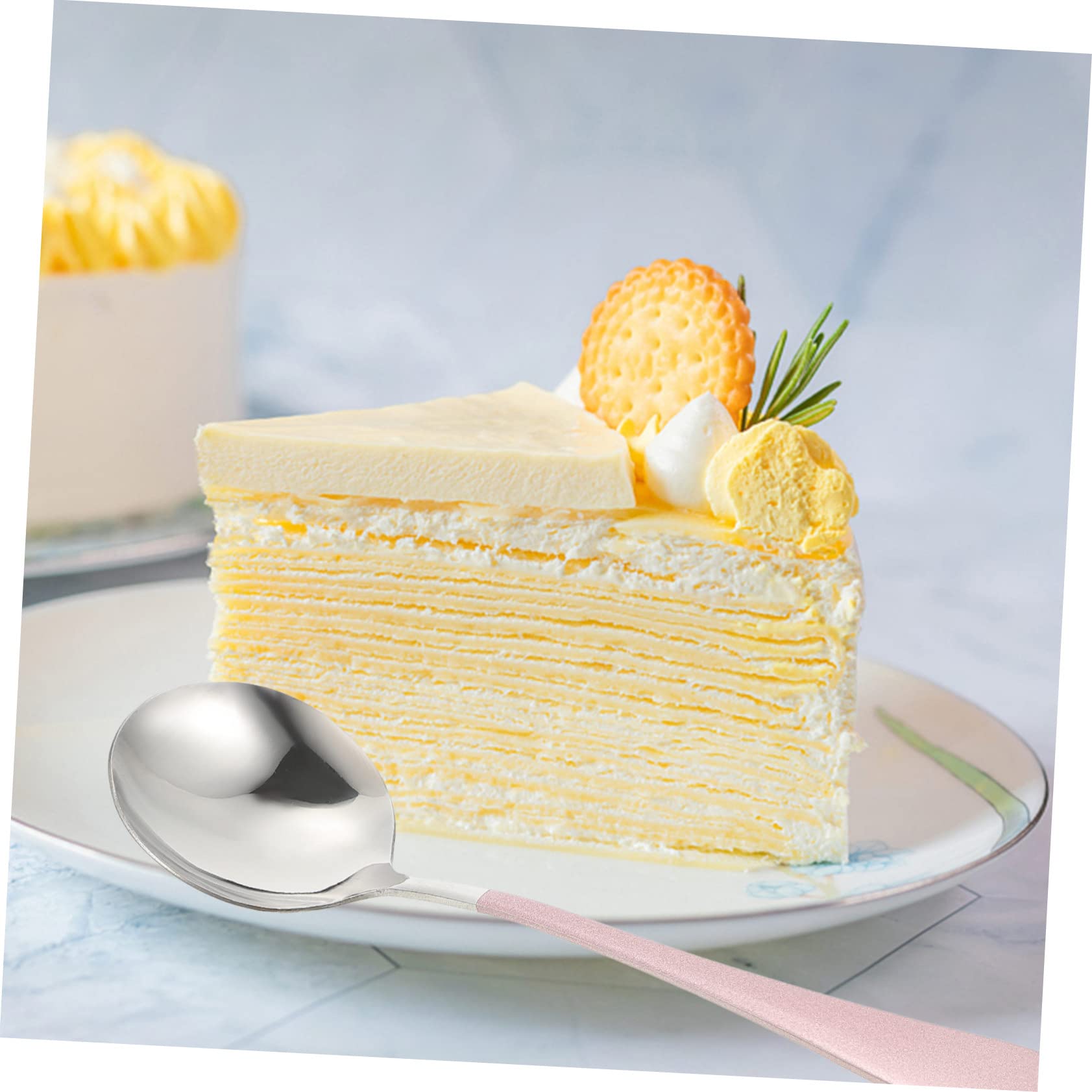 SOLUSTRE 4pcs Stainless Steel Soup Dessert Spoons Compact Lightweight Safe for Hot Foods Stylish Design for Home and Restaurant Use