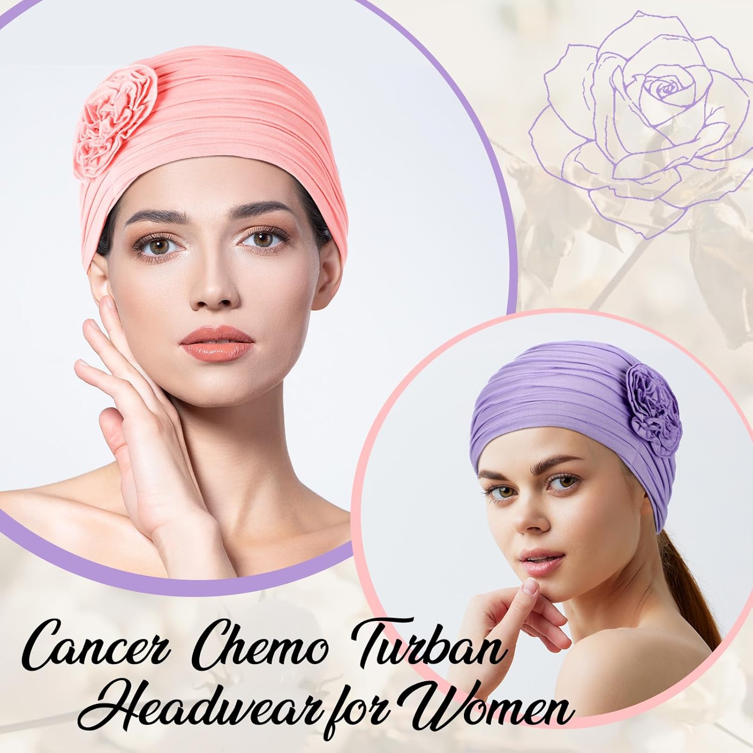 JenPen 4 Pcs Cotton Chemo Headwear for Women Turban Soft Cancer Head Scarf Hats Beanie Elastic Hair Wraps - Image 5