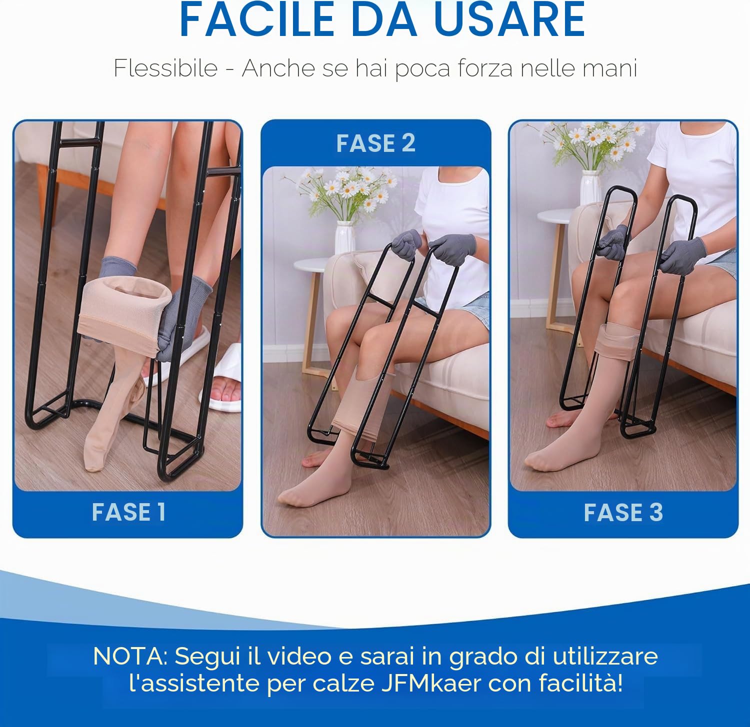 Upgraded - Calze a compressione extra lunghe per calze a compressione (nero)