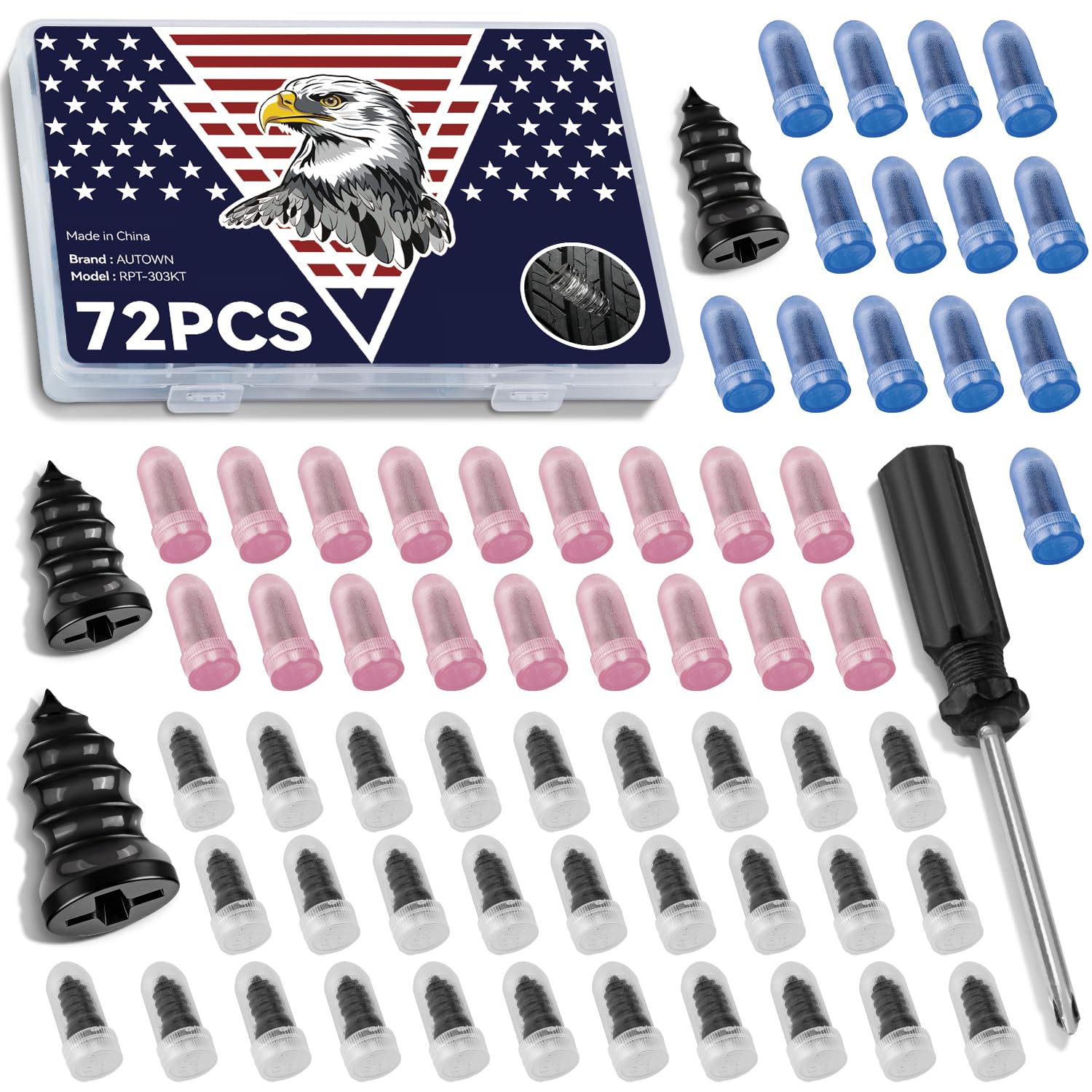 72PCS Tire Repair Rubber Nail Kit