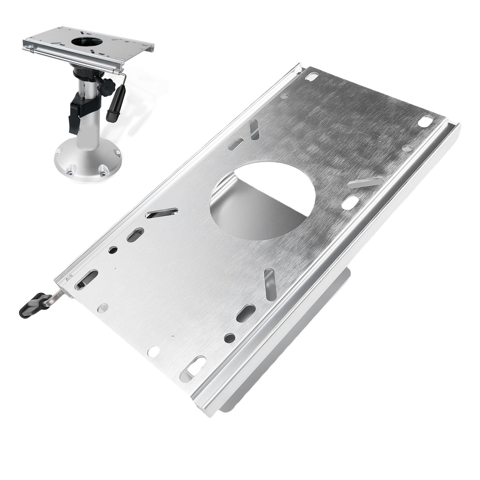 Rail Coulissant de Siège de Bateau, Support de Siège Marin en Alliage D'aluminium avec Trous Pré-percés pour Bases de Piédestal de 5,3 X 5,3 Pouces, Plage Coulissante Réglable