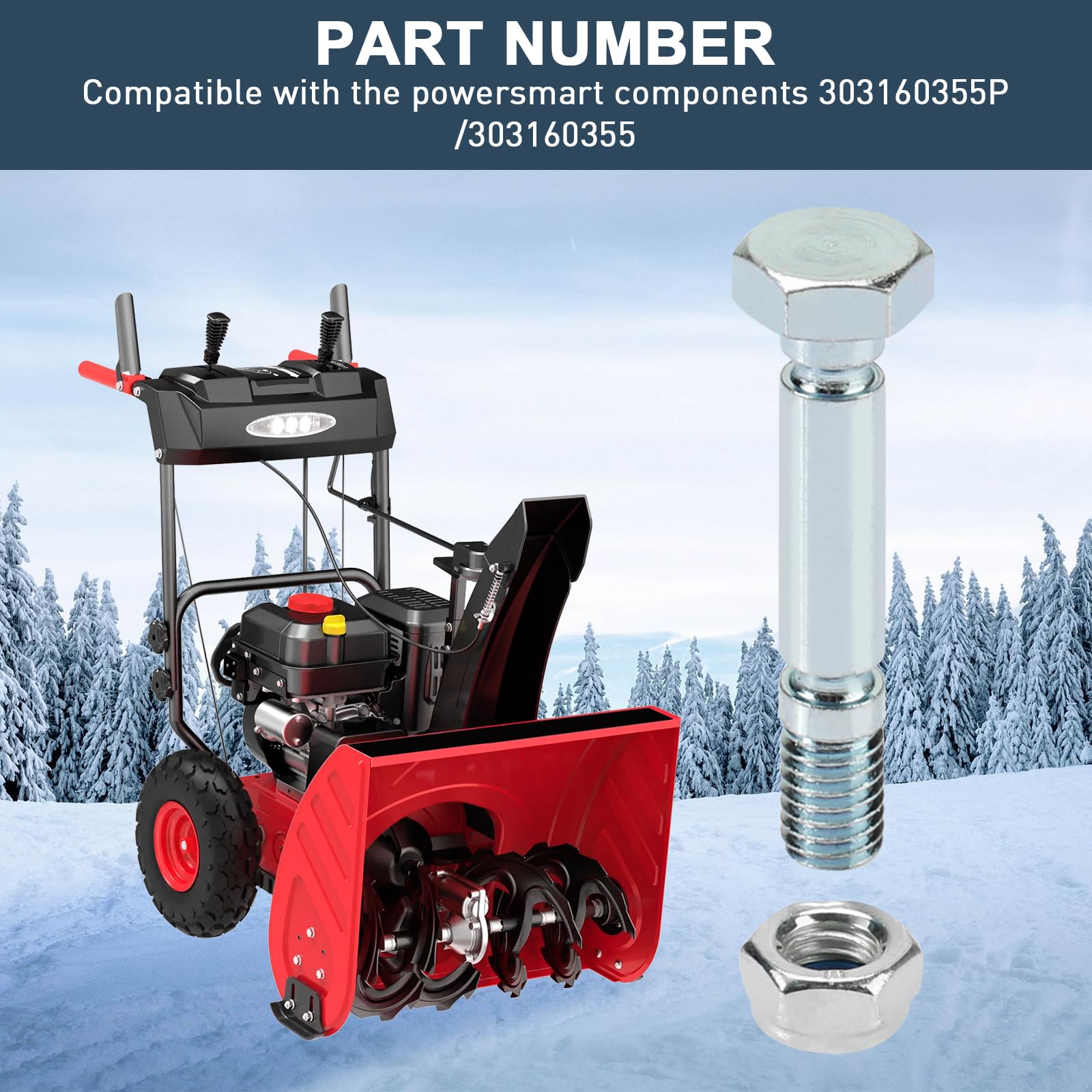 Lot de 8 goupilles de cisaillement pour souffleuse à neige PowerSmart, 303160355/303160355P