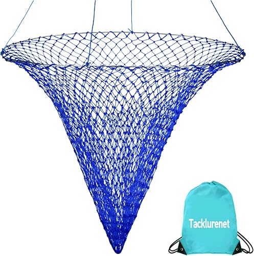 Miniatura 8 de Red de Pesca Plegable para Muelle y Embarcadero, Red de Puente Portátil, Red para Carnada de Cangrejo y Camarones con Balde, Aro de Acero Suave y