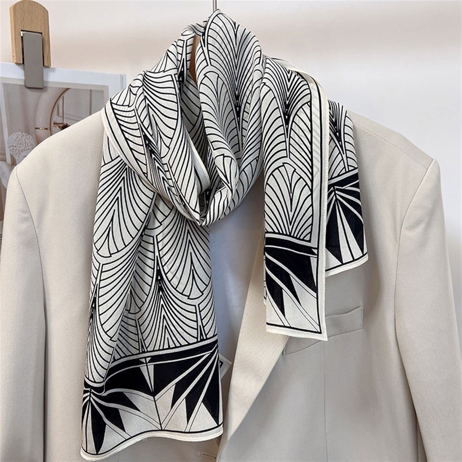 LUCBEI scialle Primavera e Autunno Versatile Sciarpa di Seta Lunga Scialle Delle Donne Sciarpe Grigie Squisita Sciarpa di S