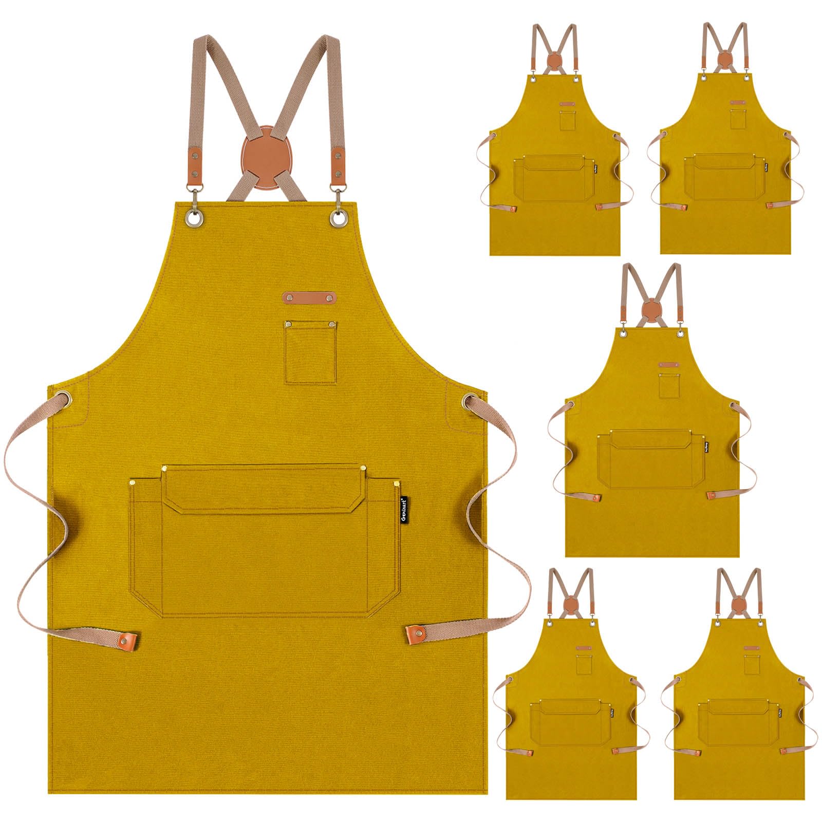 Chef Apron for Men Women with Gift Box Pack, Cross Back Kitchen Apron for Cooking Baking, BBQ, Art Painting