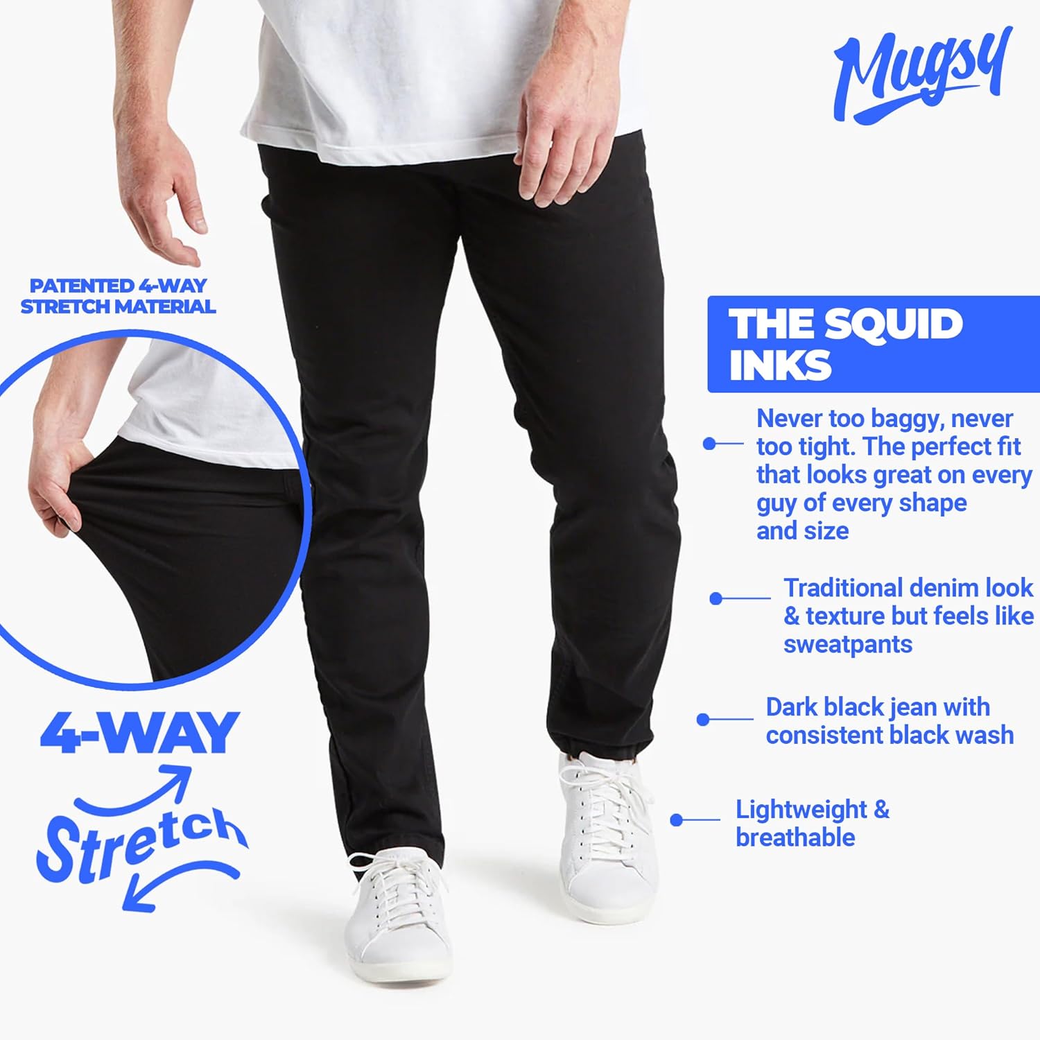 Mugsy Mens Jeans, Classic Fit, Stretch Denim Jeans for Men, Comfortable, 4-Way Stretch, Flexible Pants, Size Up If Needed - Image 4