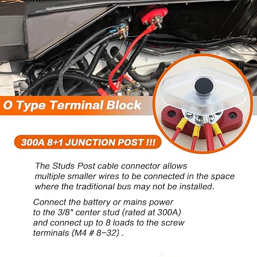 Miniatura 5 de Barra de bus redonda de 300 A, 2 unidades, M8 de 516 pulgadas, para batería positiva negativa, conexión de potencia, poste de autobús, kit de barra