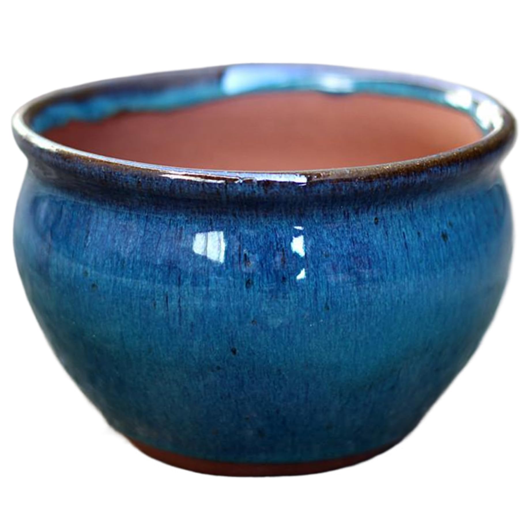 Hotainoys 1Pc African Violet Pots, 5.5 Inch Round Ceramic Plant Pots Caribbean Blue Flower Pot For Orchid Flower Herbs Cactus Ceramic For Plants