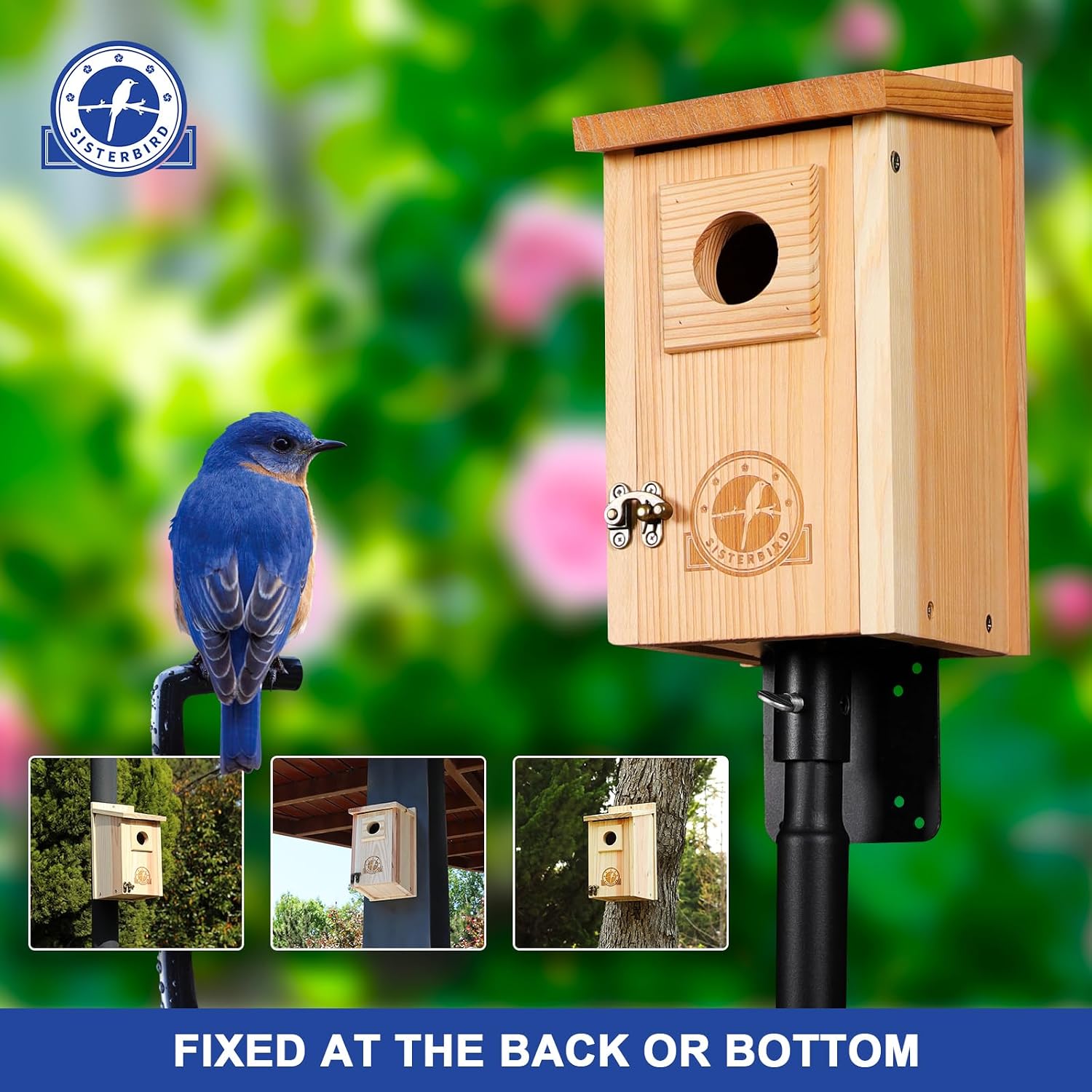 SISTERBIRD 2 Pack Blue Bird Houses for Outdoors, Warming Gifts Bird House image 2