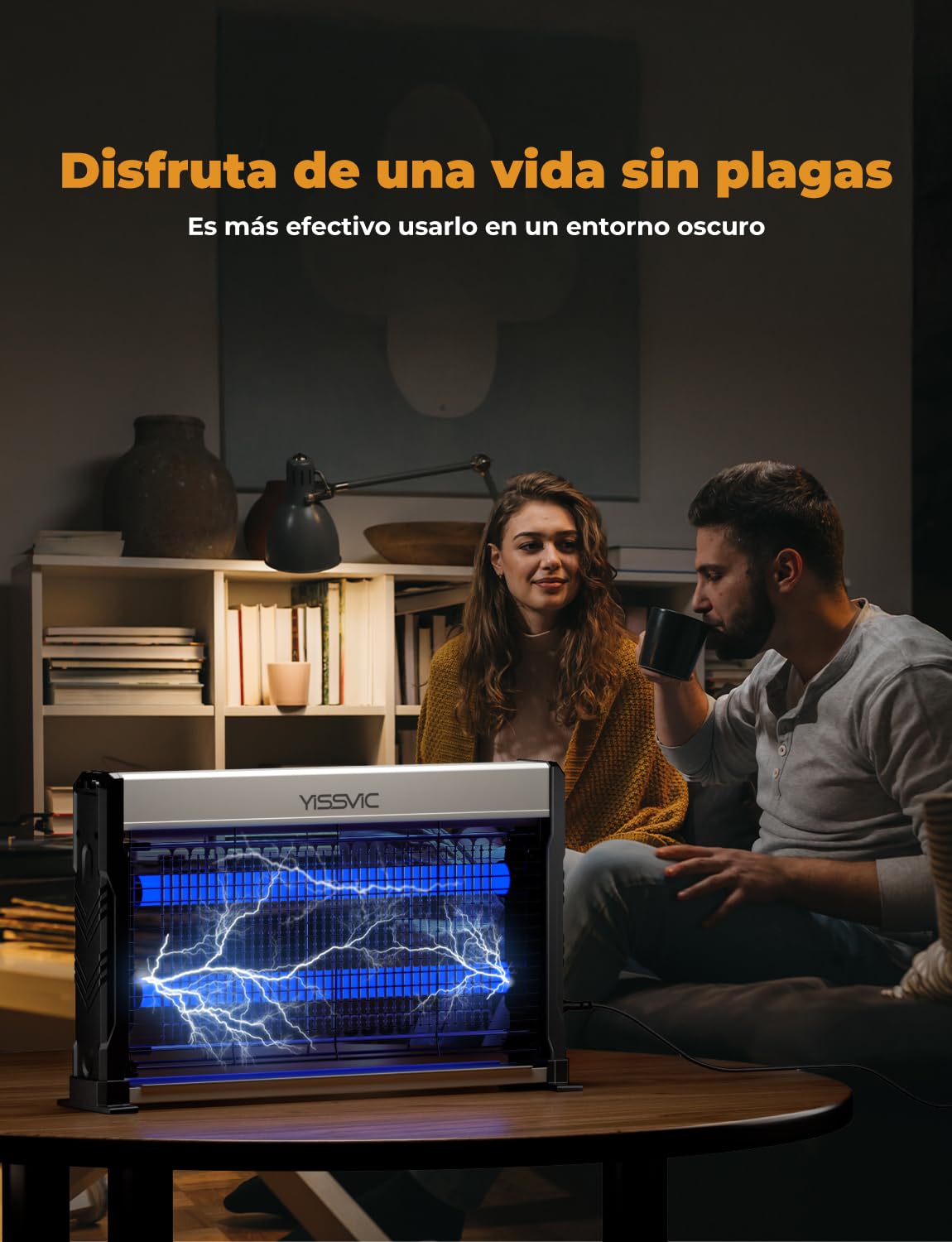 YISSVIC Lampara Antimosquitos Matamoscas Electrico Lámparas LED UV, Mata Insectos para Interiores contra Mosquitos, Moscas y Otros Insectos Voladores