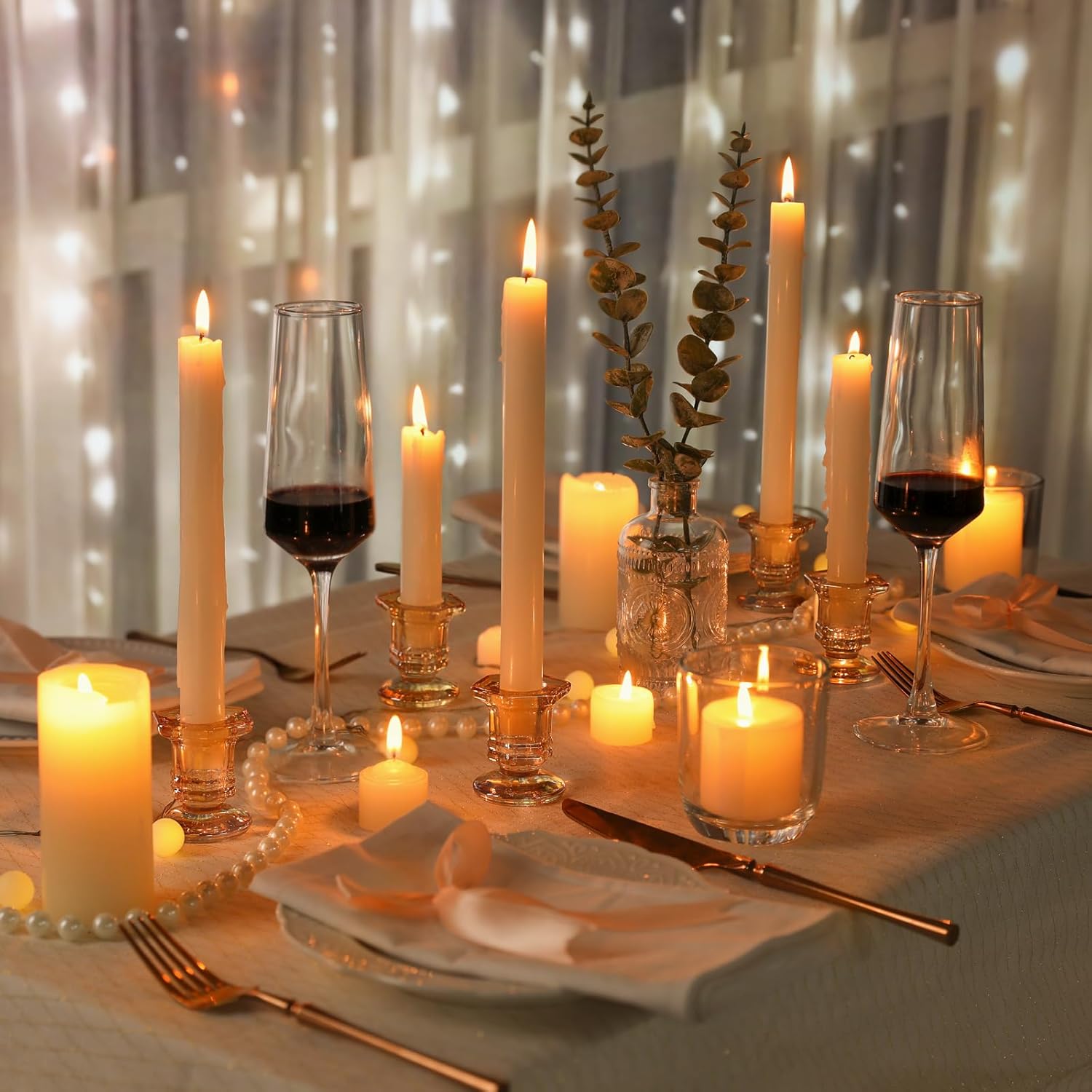 Glass Candle Holders Set, 12 Pcs Gold Candlestick Holders Bulk, Taper Candle Holders for Wedding, Festival Table Centerpiece,Home Decoration - Image 3