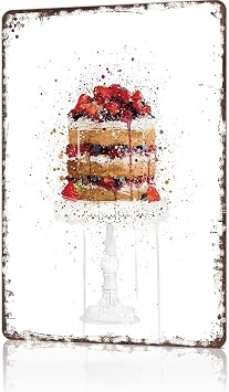 Funny Metal Tin Signs Victoria sponge Cake Kitchen Food Poster Wall Art for Dorm Home Garage Office Decor 8X12inch