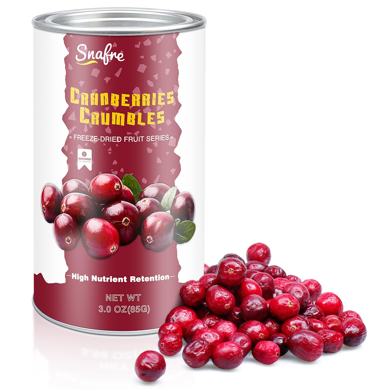 Freeze Dried Cranberries, 2.64OZ/75G Whole Frozen Cranberries, Freeze Dried Fruit, Camping Food & He-althy Fruit Snacks, 100% Natural, No Sugar Added,