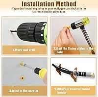 Vista 7 de Chunful - 2 piezas de soporte de pared para espada, soporte de katana, soporte de 1 nivel, soporte de katana de madera ajustable para exhibición