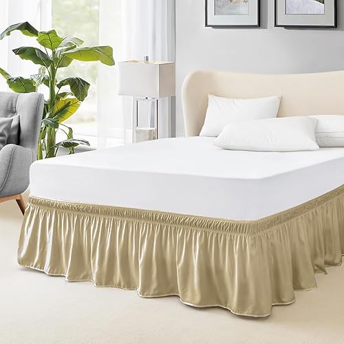 Vista 40 de FreshCulture Falda de cama King, con volantes antipolvo para cama de tamaño King, fácil ajuste con caída a medida de 15 pulgadas, falda de cama