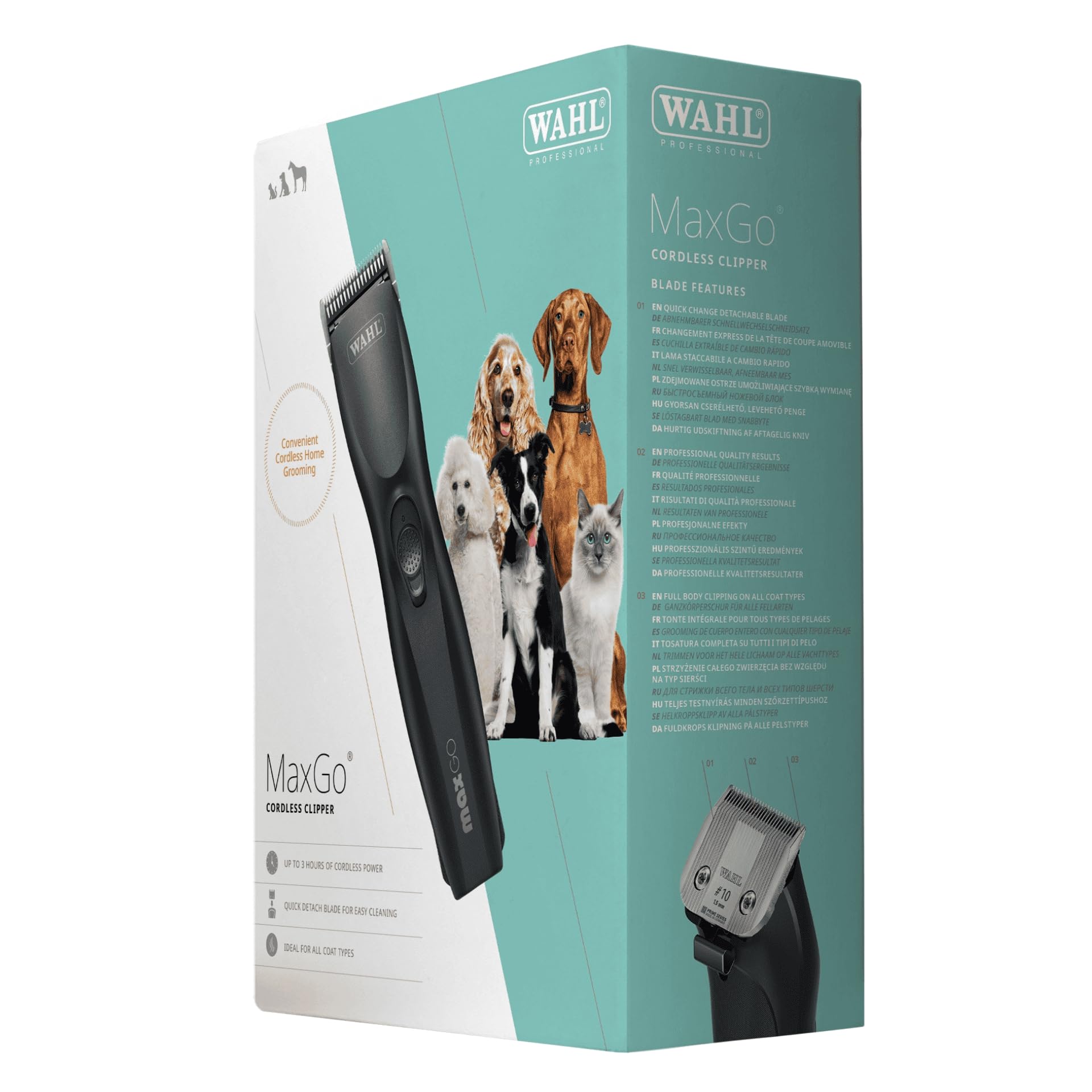 Agrarzone Edition Wahl Max Go Tondeuse chiens avec jeu de peignes - Tondeuse à batterie pour chien & chat - Moser Max autonomie de 180 minutes