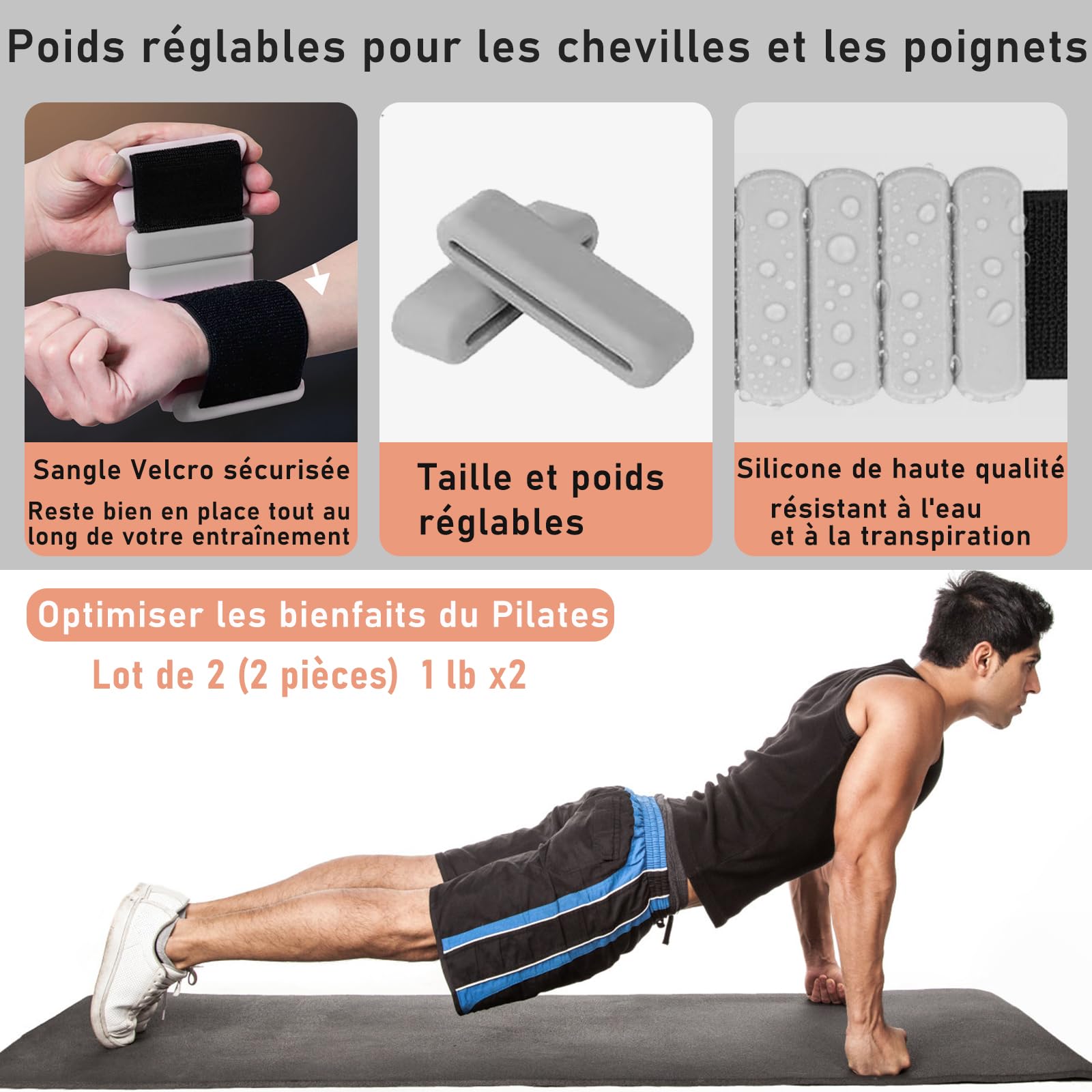 Kit d'anneau de Pilates, équipement de Pilates pour la Maison avec Poids pour Chevilles et Poignets et Bandes de résistance, adapté aux débutants, Excellent Choix de Cadeau pour Femme