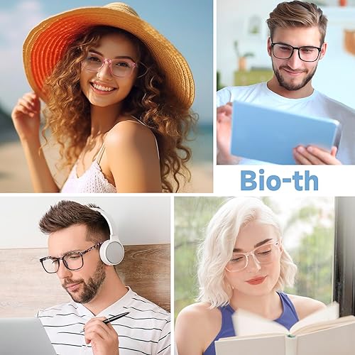 Miniatura 5 de Bio-th 3 Pack Blue Light Blocking Glasses, Computer ReadingGamingTVPhones Glasses for Men Women,Anti Eyestrain UV Glare (Leopard+Transparent+Pink)