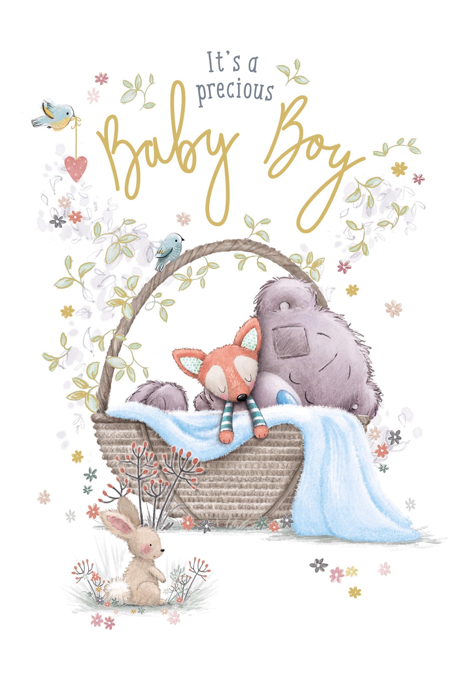 Me To You Tiny Tatty Teddy Birth Congratulations Card For Baby Boy 5 x 8 Inches - Official Collection