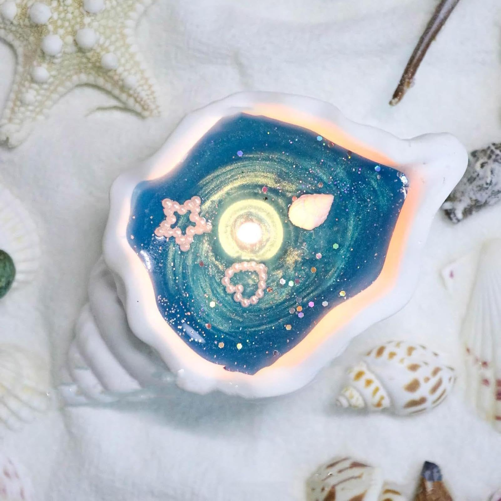 Shell-Shaped Scented Candles, Conch Shell Candle, Seashell, Oceans, Sea Wind Scented(Blue)