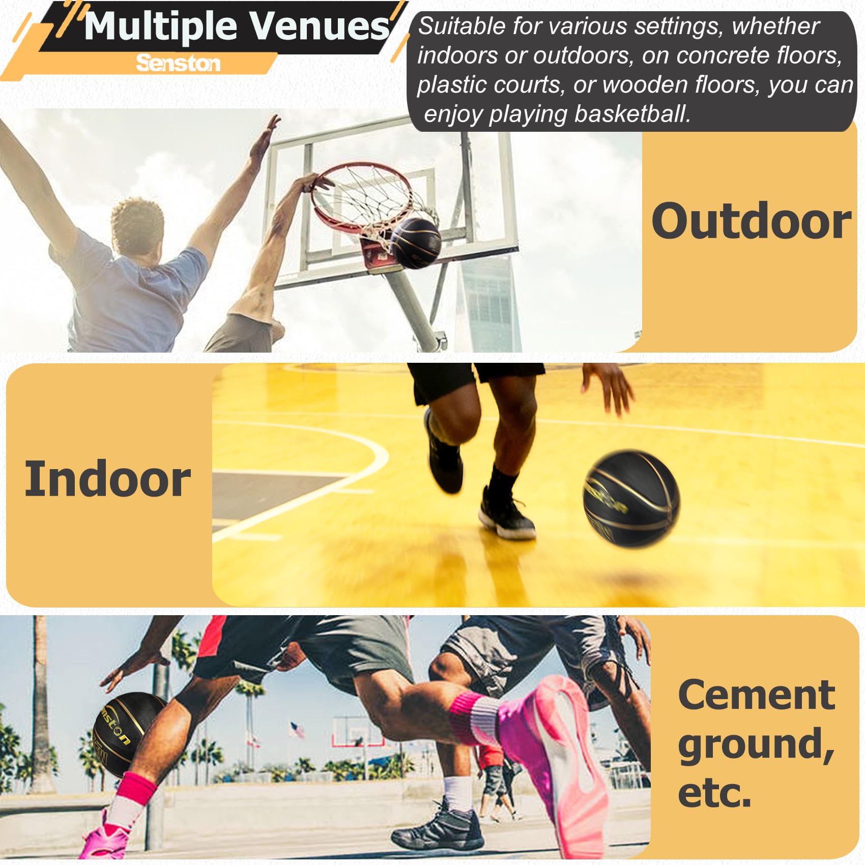 Senston Basketball 29.5" Outdoor Indoor Mens Basketball Ball Official Size 7 Basketballs