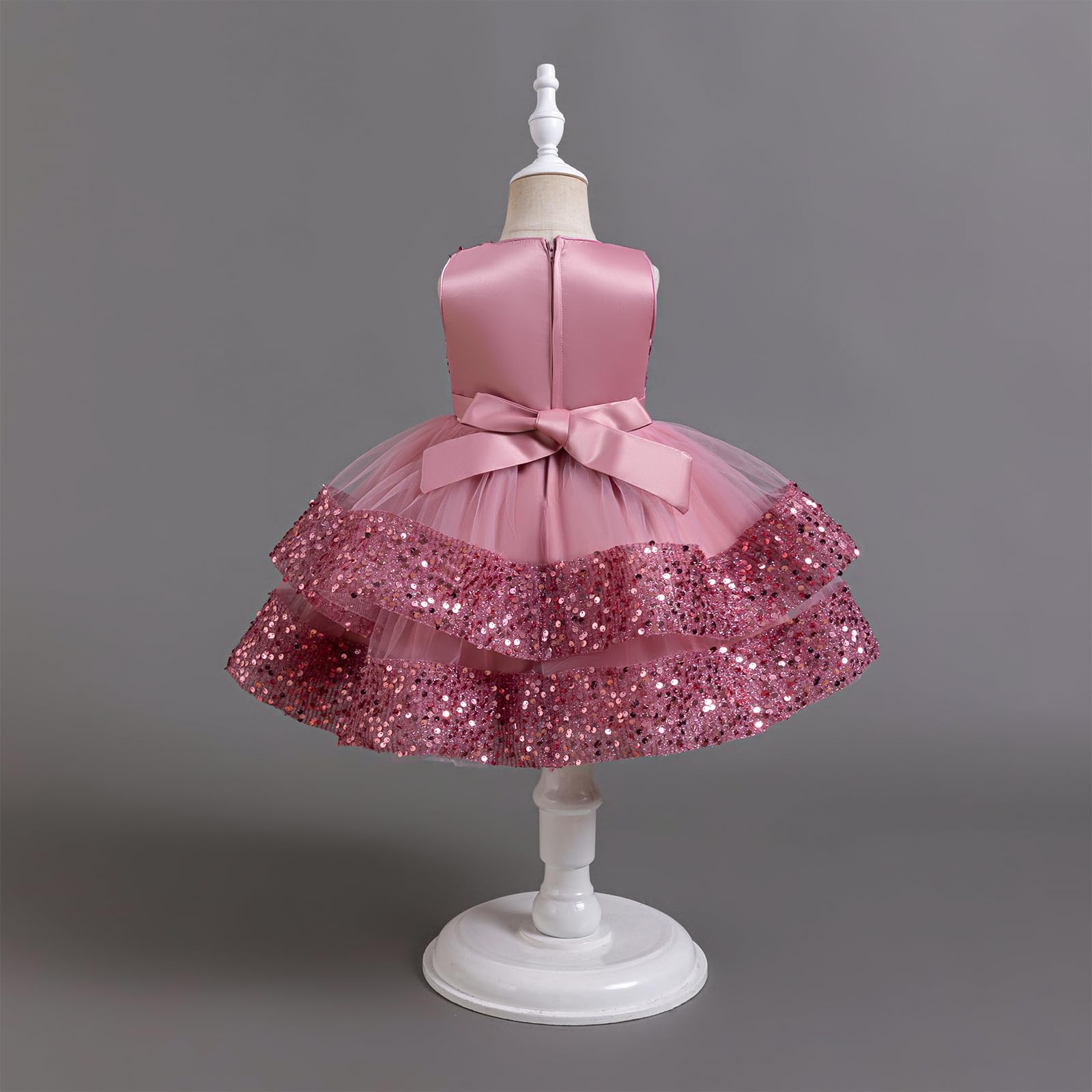 Miipat Vestito da principessa per bambina, con paillettes, per matrimoni, compleanni, feste, 12 mesi-4 anni