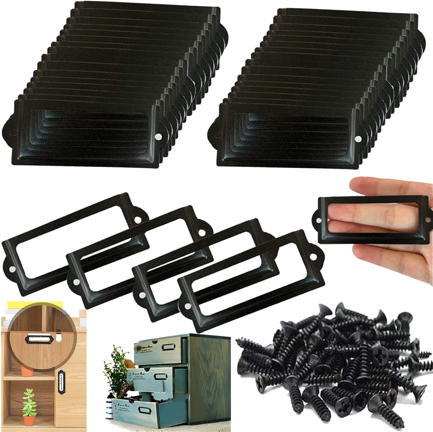 24pcs Étiquettes Vintage Frames De Tiroir Armoire Étiquette Boîte De