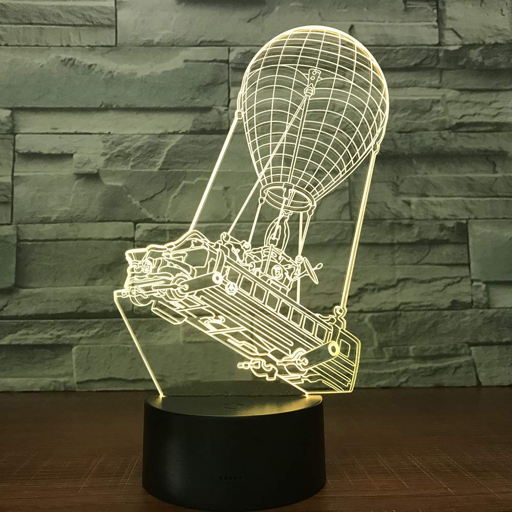 3D Ballon con lampada a LED a forma di mongolfiera, luce notturna, 7 colori cangianti, interruttore touch, lampada da tavolo, decorazione da scrivania, perfetto regalo di Natale con acrilico ABS