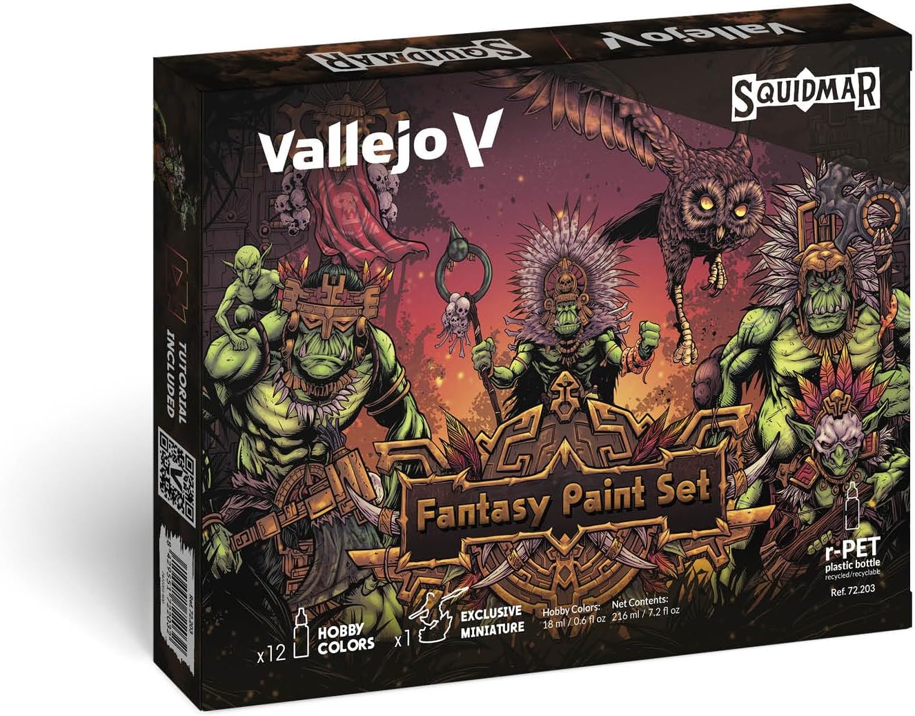 Vallejo - Squidmar Edition Dark Future Paint Set | High-Coverage Formula | Game and Model Color Ranges Assortment | Exclusive Miniature Included & Video Tutorial | 12 Bottles x 18 ml. (0.60 fl.oz.)