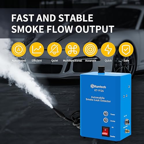 Miniatura 5 de Bomba de aire integrada para máquina de humo, detector de fugas de humo de 12 V CC para sistema de tuberías, fugas de combustible, probador de