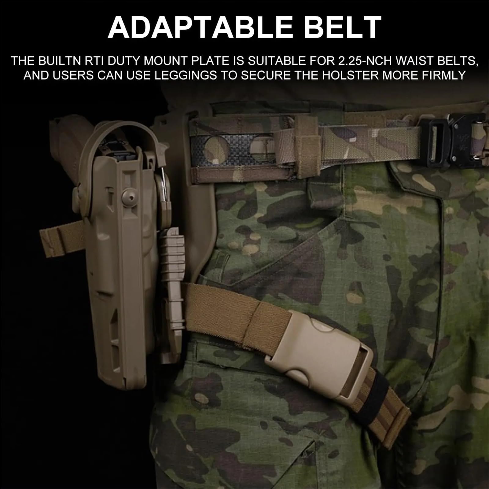 Holster Tactique Airsoft for droitier, avec système de dégagement Rapide QLS, Adaptateur de Jambe, Compatible avec Les modèles Glock 17, 19, 22, 23, 31 et 32