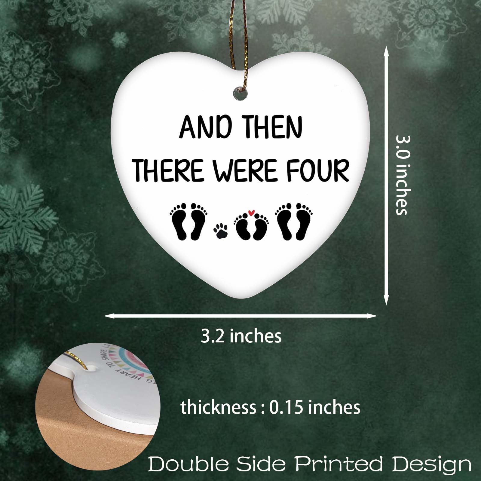 'and Then There were Four Pregnancy Announcement Ornament for Grandparents Husband Family Grandma' - Prezenty dla nowych rodziców dla par oczekujących prezentów dla taty pomysły na ogłoszenia dziecka