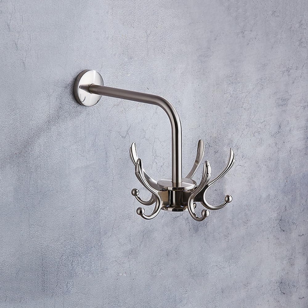 Ganchos para abrigos y toallas Perchas para ropa montadas en la pared Puerta de baño Gancho para abrigos trasero Accesorio de baño 3/5 ganchos, níquel 2,1