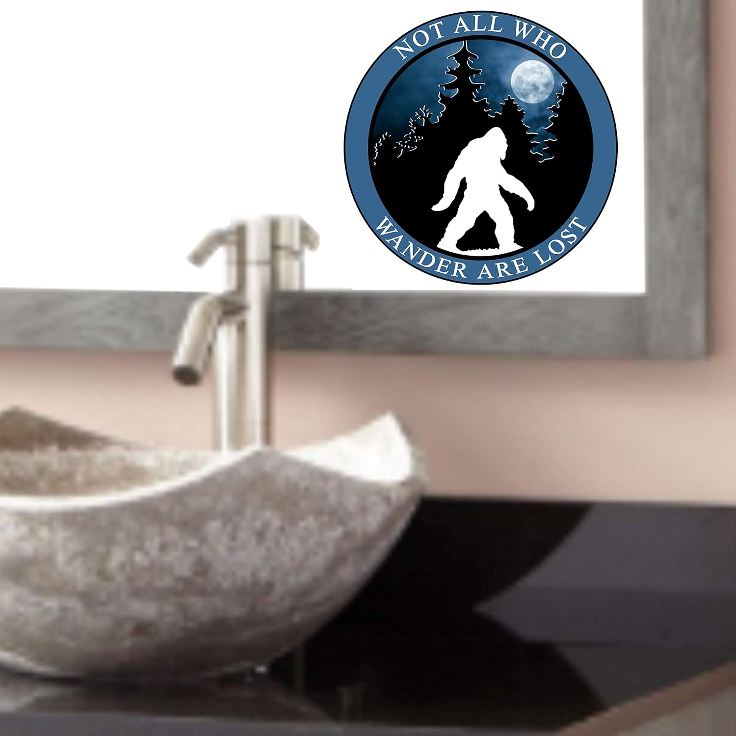 Bigfoot Bumper Sticker - Not All Who Wander are Lost Premium Vinyl Decal 3 x 3" inch | for Cars Auto-mobiles Windows Outdoor Trail Hiking PWN Moon Circle Sign + Better Than Magnets Sticks Anywhere - Image 6