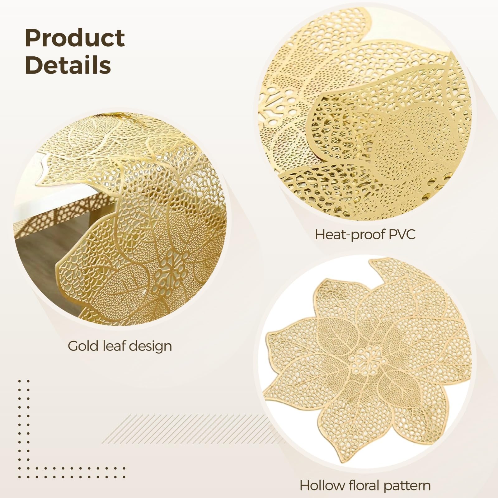 Lot de 2 chemins de Table Gold Leaf en PVC, Motif ajouré Finement découpé, Format élégant 90 x 30 cm, adaptés aux Tables rectangulaires et Rondes, idéals pour Noël et Les Mariages