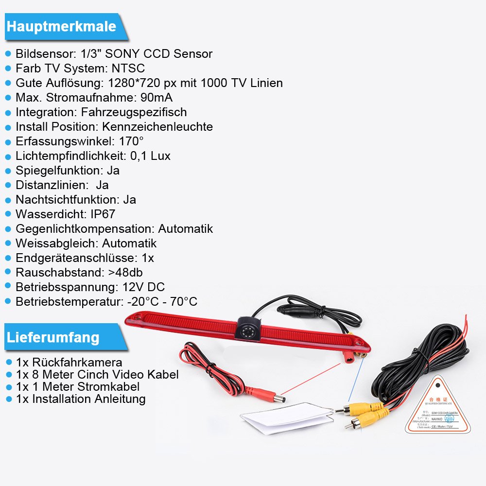 170 Gradi visione Notturna Telecamera Retromarcia Fotocamera Posteriore Rear View Backup Camera per Transporter Van Mercedes Benz Sprinter W906 Viano Vito Transit Ducato Master