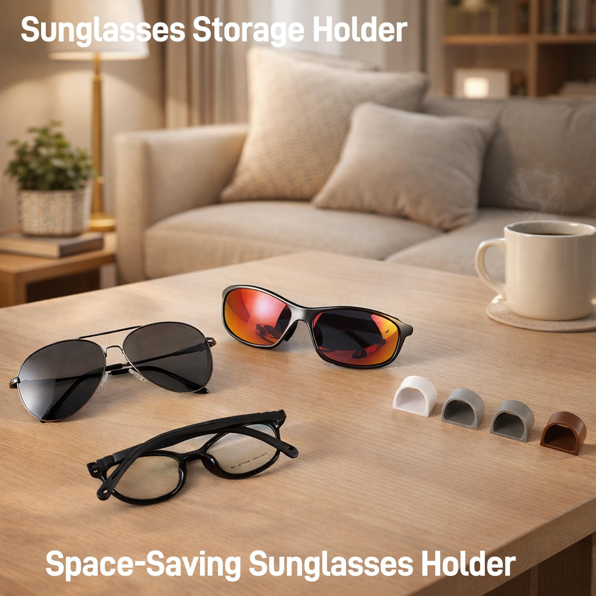 Organizador de lentes de sol, paquete de 6 soportes para gafas y gafas para gafas, gafas de sol, gafas de lectura, soporte para gafas de sol para el hogar, oficina, coche, conductor, taller