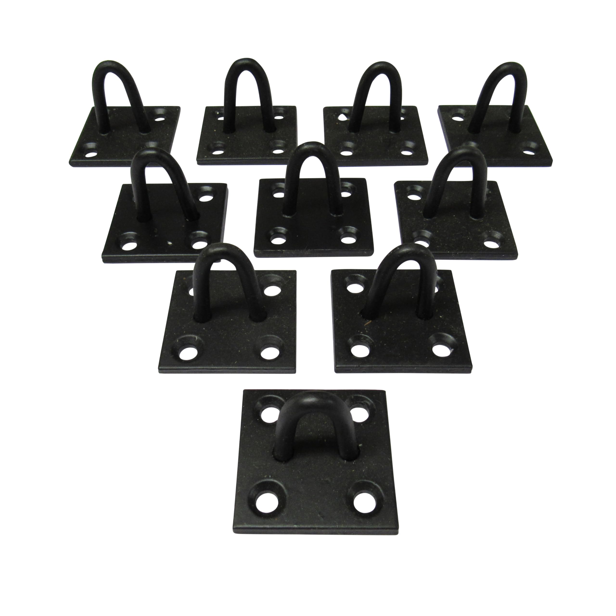 Staple on Plates Tie RIng - 4/10 Pack (Choice of Colour Horse Rope Chain Tether) (Black, Pack of 10)