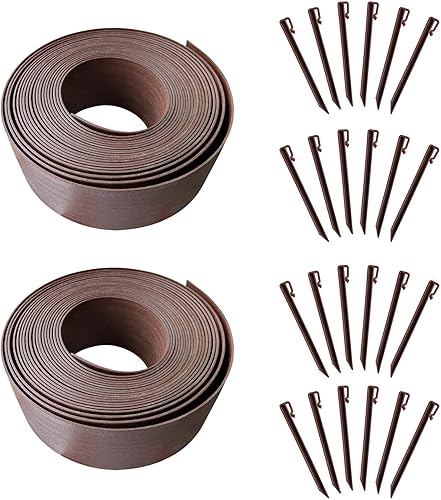 Miniatura 2 de Kit de bobina para bordes de paisaje MTB, tablero de terraza de 4 pulgadas de alto con 24 picos de 10 pulgadas, 80 pies, marrón